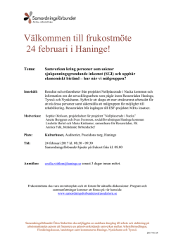 Inbjudan 24 februari Haninge - Samordningsförbundet Östra