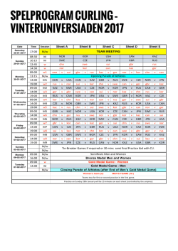 SPELPROGRAM CURLING – VINTERUNIVERSIADEN 2017