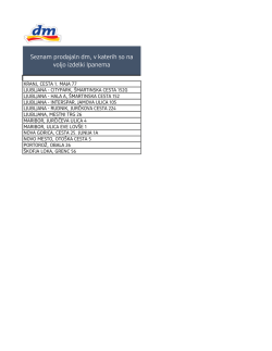Seznam prodajaln dm, v katerih so na voljo izdelki Ipanema