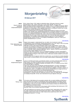 Morgenbriefing - Sydbank Markets