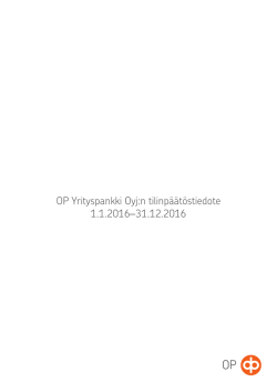 OP Yrityspankki Oyj:n tilinpäätöstiedote 2016 (PDF 5134 kB)