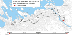 PAIKALLISLIIKENTEEN REITTIKARTTA Linja 7 Keskusta