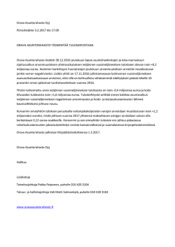 Orava Asuntorahasto Oyj P&ouml;rssitiedote 3.2.2017 klo 17.00 ORAVA