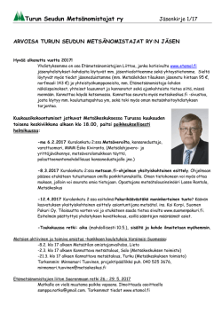 Jäsenkirje 1/2017 - Etämetsänomistaja