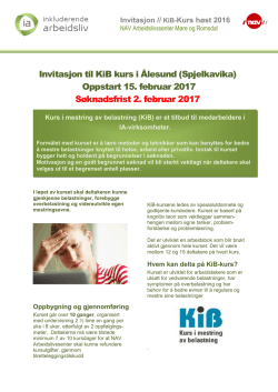 Invitasjon til KiB kurs i Ålesund (Spjelkavika) Oppstart 15