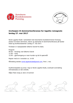 Invitasjon til dommerkonferanse for lagotto romagnolo lørdag 27