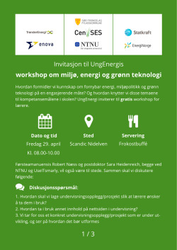1 / 3 workshop om miljø, energi og grønn teknologi