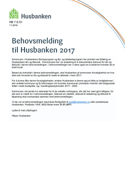 Behovsmelding til Husbanken 2017