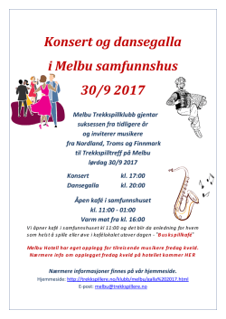 Konsert og dansegalla i Melbu samfunnshus 30/9 2017