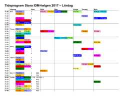Tidsprogram Stora IDM-helgen 2017 – Lördag