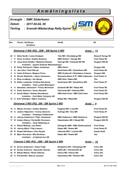 Anmälningslista_Svenskt Mästerskap Rally-Sprint 7