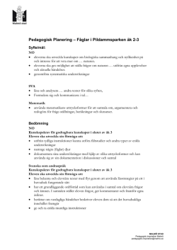 Pedagogisk Planering – Fåglar i Pildammsparken åk 2-3