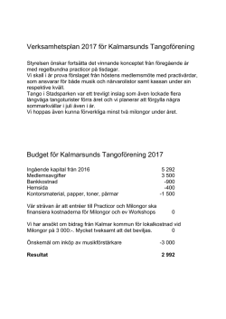 Verksamhetsplan/Budget. - Välkommen till Kalmarsunds