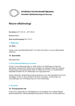 Neuro-oftalmologi - Sveriges ögonläkarförening