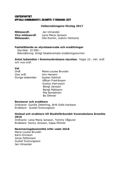 Centerpartiet Uppsala kommunkrets årsmöte 11 februari 2017