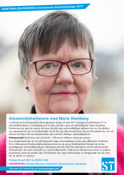 Arbetsmiljökonferens med Maria Steinberg
