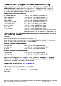 Information från Sveriges Schackförbunds Valberedning