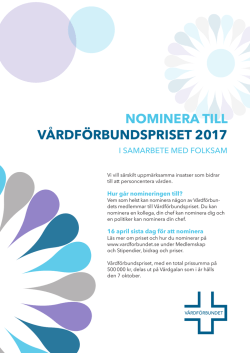 NOMINERA TILL VÅRDFÖRBUNDSPRISET 2017