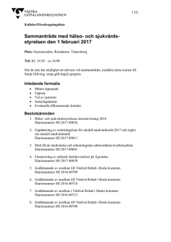 Agenda Hälso- och sjukvårdsstyrelsen 2017-02
