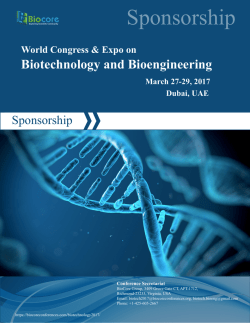 Become a Sponsor at World Biotechnology and Bioengineering 2017