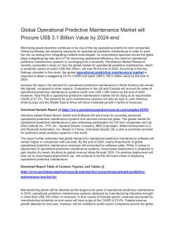 PR - Global Operational Predictive Maintenance Market 2016-2024