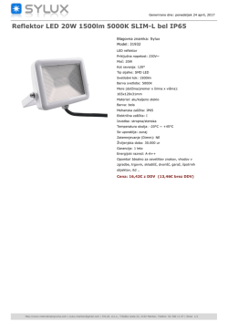 Reflektor LED 20W 1500lm 5000K SLIM-L bel IP65