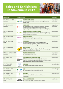 Fairs and Exhibitions in Slovenia in 2017