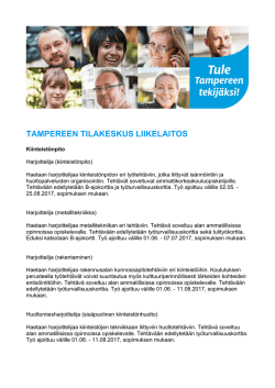 Tampereen Tilakeskus Liikelaitos kesätyöpaikat