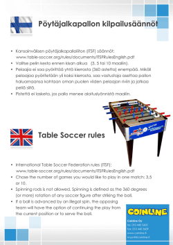 Pöytäjalkapallon kilpailusäännöt Table Soccer rules
