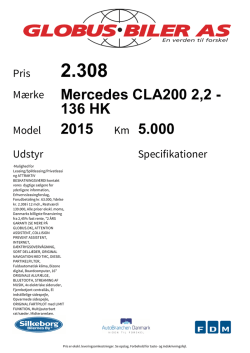 Mercedes CLA200 2,2 - 136 HK 2015 5.000