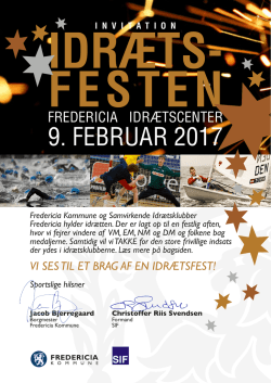 Invitation Idrætsfest 2017 - Samvirkende Idrætsklubber Fredericia