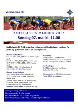 Invitasjon Bækkelagets Maileker 2017