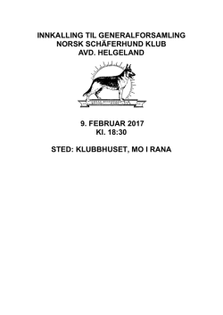Last ned innkallingen her - Norsk Schäferhund Klub avd. Helgeland