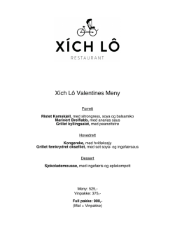 Valentines Menyen - Xich Lo Restaurant