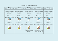 Ukeplan for 1.trinn SFO uke 5 Måltid i kantina Kl.13.15 Frilek ute Kl