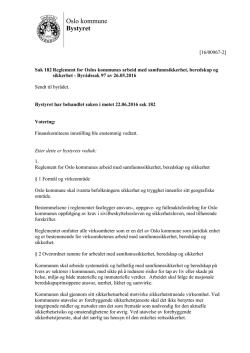 Reglement for Oslo kommunes arbeid med samfunnssikkerhet