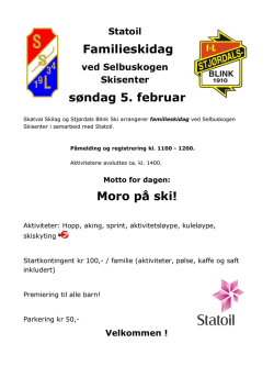 Familieskidag søndag 5. februar Moro på ski!