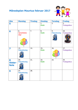 Månedsplan Maurtua februar 2017