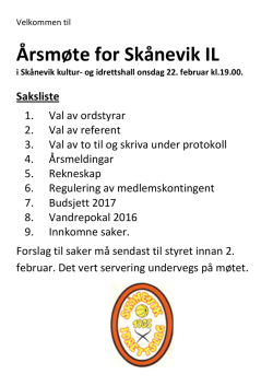 Årsmøte for Skånevik IL