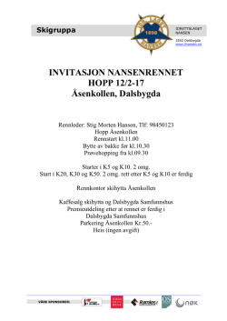 Invitasjon Nansenrennet Hopp