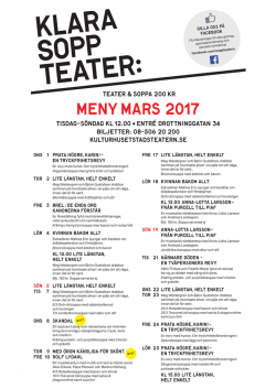 meny mars 2017 - Kulturhuset Stadsteatern