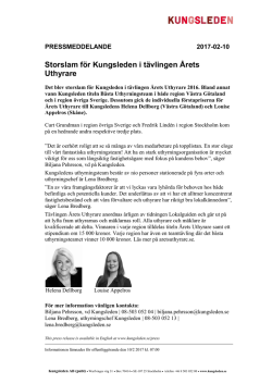 Pressmeddelande Storslam för Kungsleden i Årets Uthyrare 2016