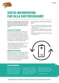 viktig INFORMATION för alla batterijägare!