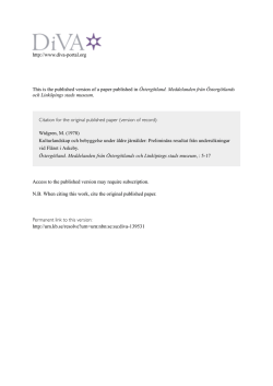 Page 1 * KULTURLANDSKAP OCH BEBYGGELSE UNDER ALDRE