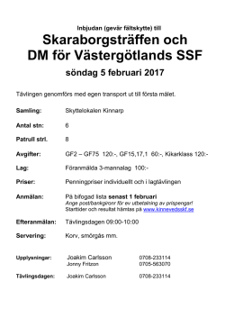 Inbjudan GF Skaraborgsträffen DM Vg. Kinnarp 5 februari