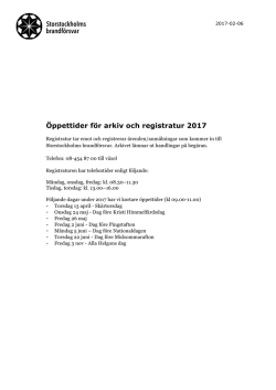 Öppettider för arkiv och registratur 2017