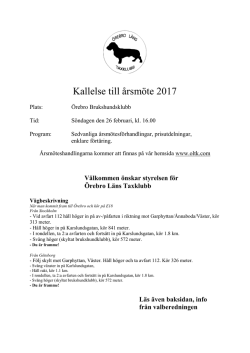 Kallelse till årsmöte 2017 - Örebro