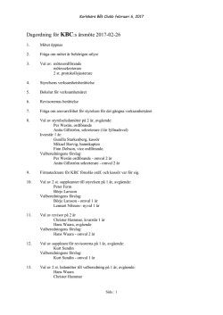 Dagordning för KBC:s årsmöte 2003-03-14
