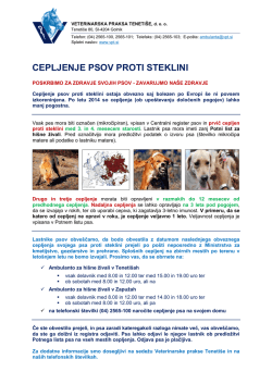 cepljenje psov proti steklini - Veterinarska praksa Tenetiše doo
