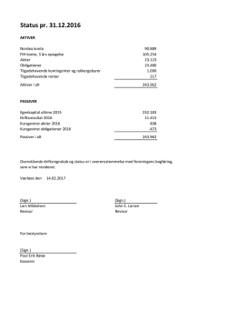 Status pr. 31. december 2016